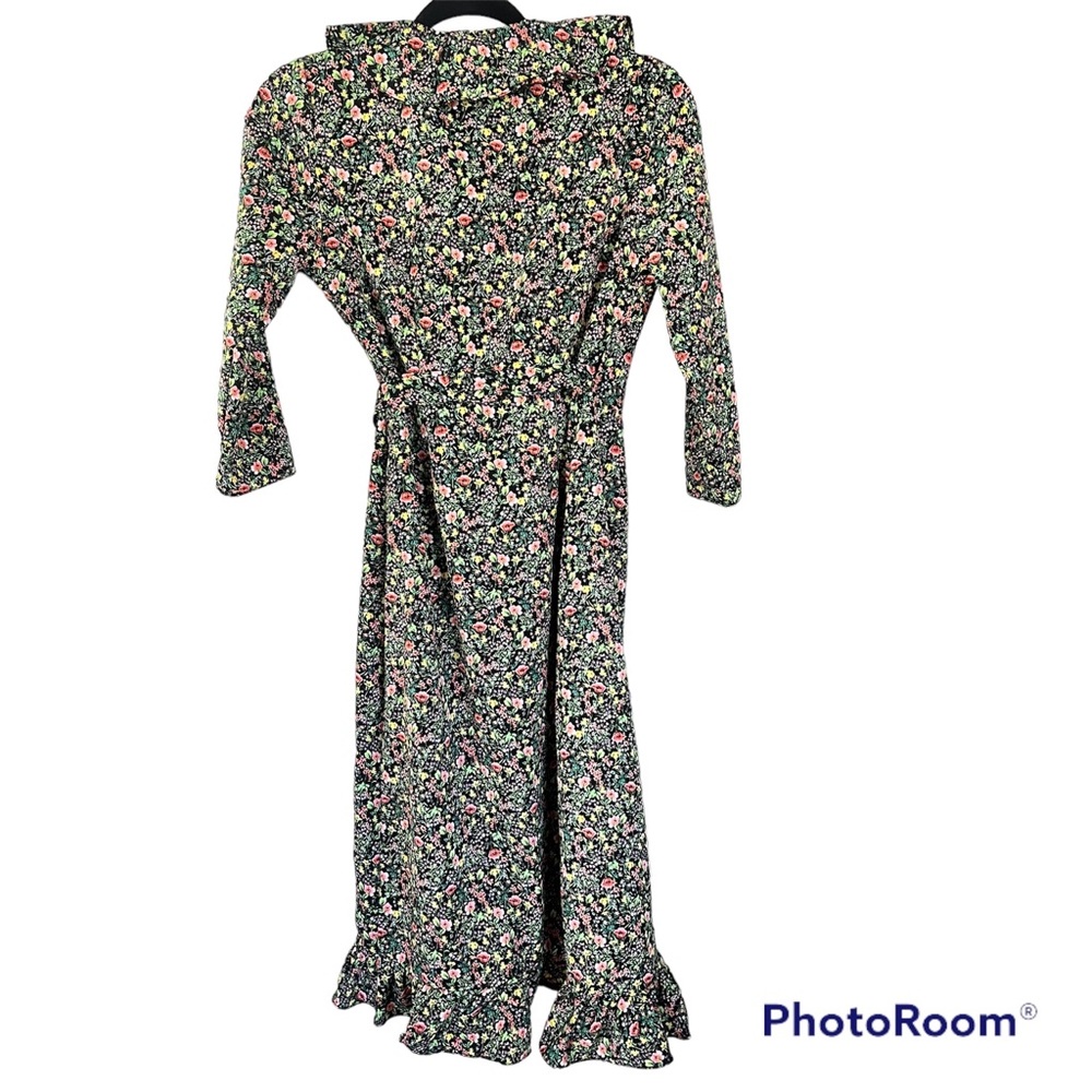 TopShop Green Floral Ruffle Wrap Dress Size 4 - Picture 4 of 8